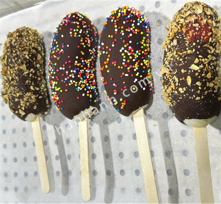 FROZEN BANANA STICKS DIPPED IN CHOCOLATE
